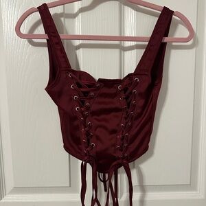 satin lace corset top